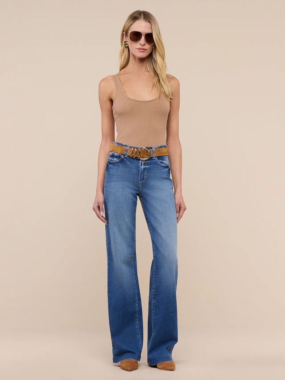 L'AGENCE Medium Hampton Blue Wide Leg Jeans